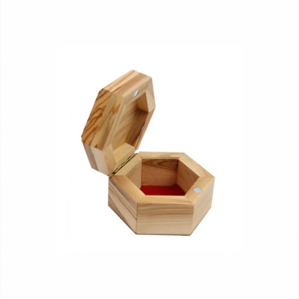 Olive Wood Box_ Plain Small Hexagonal