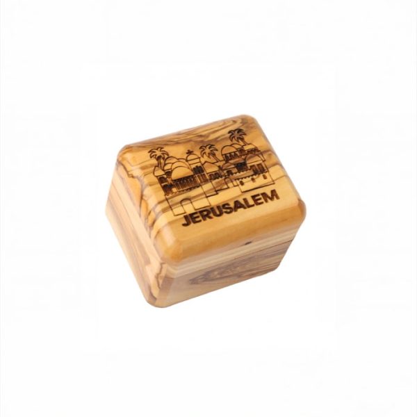 Olive Wood Box_ Laser- engraved Jerusalem Panaroma