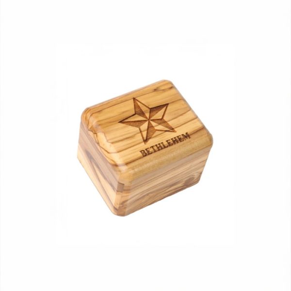Olive Wood Box_ Laser- engraved Star of Bethlehem