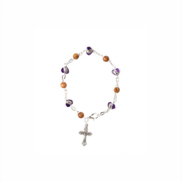 Olive Wood Bracelet_ Purple Hearts