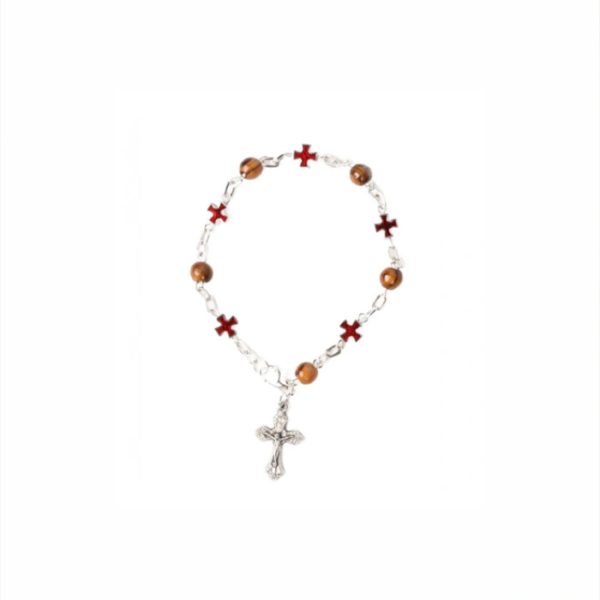 Olive Wood Bracelet_ Red Crosses