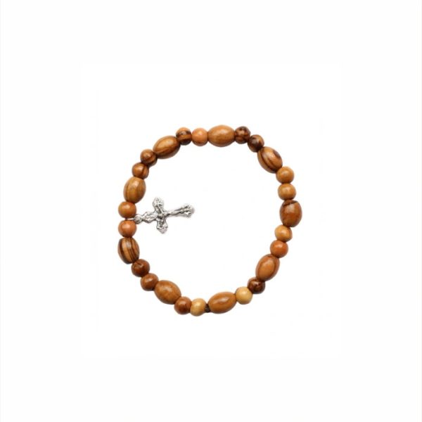 Olive Wood Bracelet_Rubber Band Rosary Beads