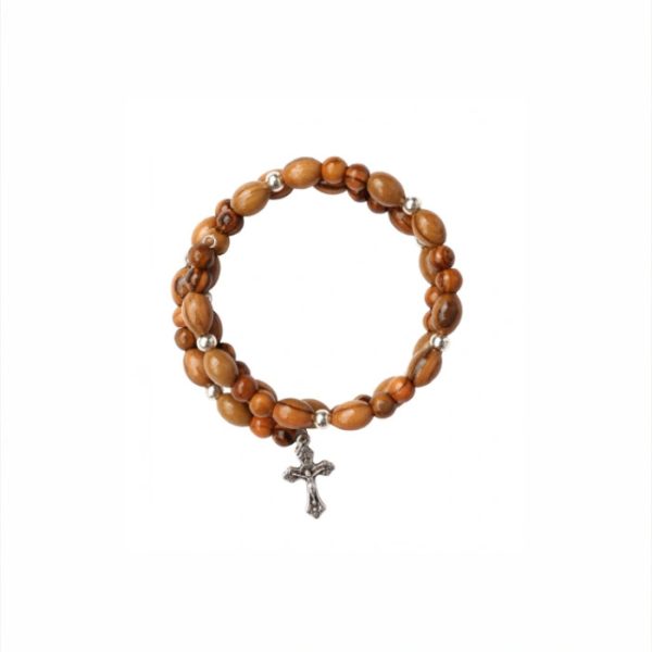 Olive Wood Bracelet_ Wrap Rosary with Crucifix Medal
