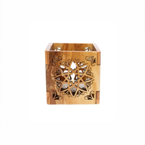 Olive Wood Candle Holder_ an Stars Votive