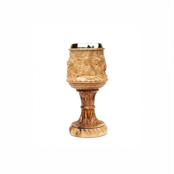 Olive Wood Chalice Cup_Sculpted Last Supper