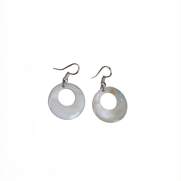 Earring_Sterling Silver Mother of Pearl Circle