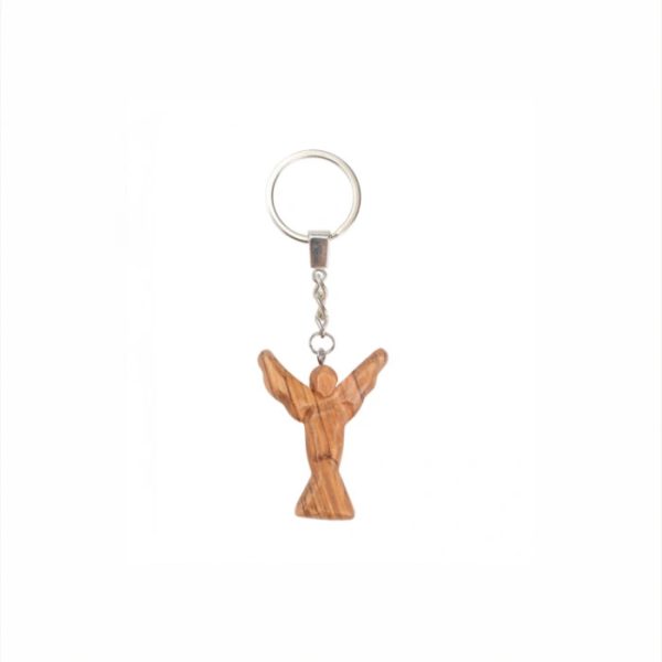 Olive Wood Keychain_ Angel