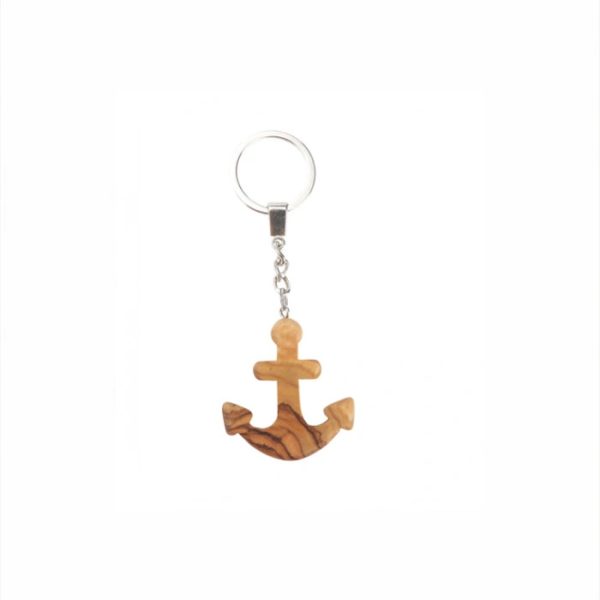 Olive Wood Keychain_ Anchor