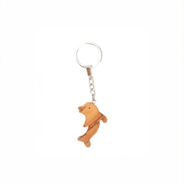Olive Wood Keychain_ Dolphin