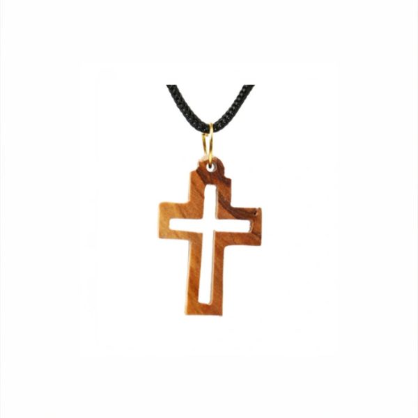 Olive Wood Pendant_ Hollow Latin Cross