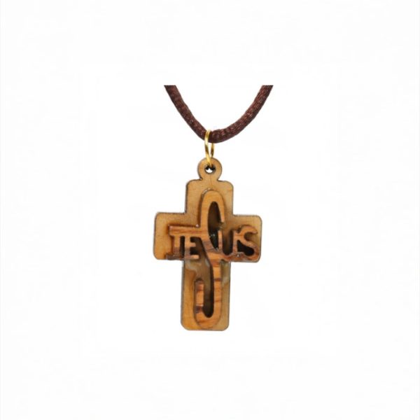 Olive Wood Pendant_ Double- layered Jesus Cross