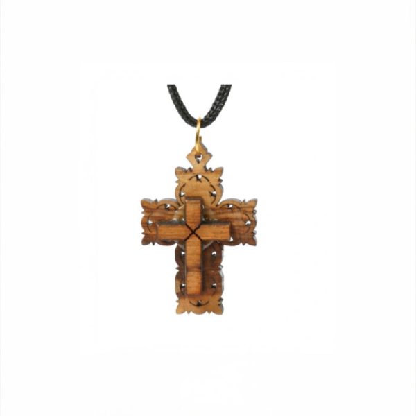 Olive Wood Pendant_ Double- layered Cross