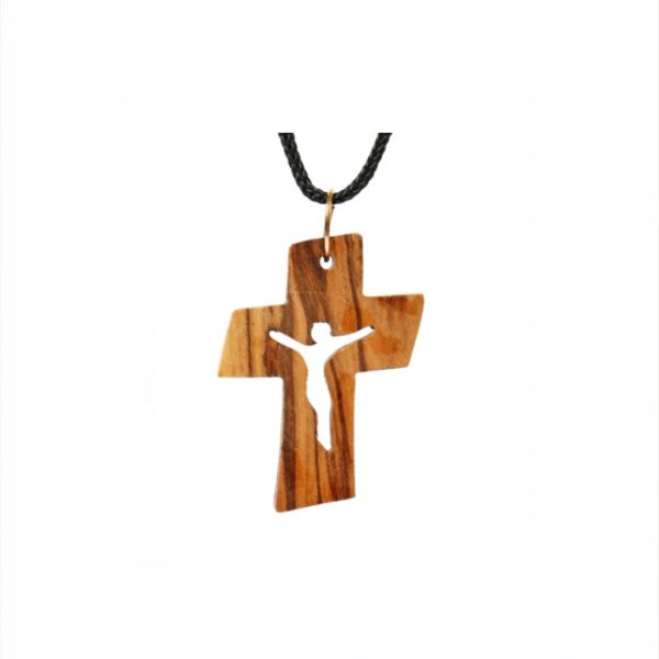 Olive Wood Pendant_ Cross Hollow Crucifix