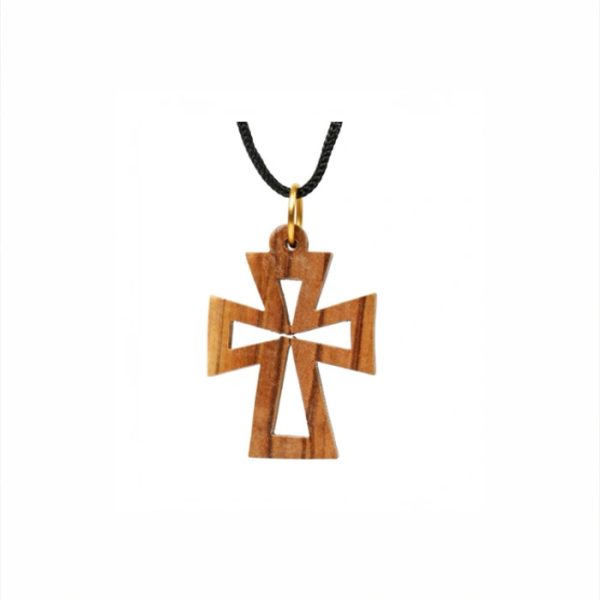 Olive Wood Pendant_ Hollow Maltese Cross