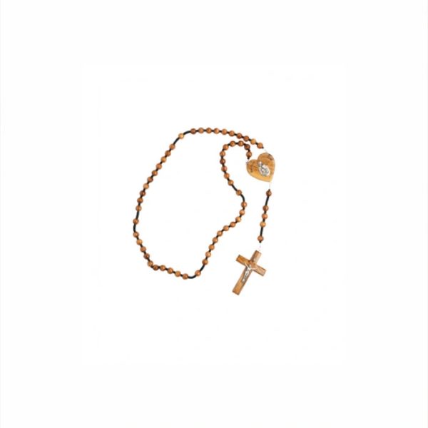 Olive Wood Rosary_ Wall Rosary with Holy Family Centerpiece Pin